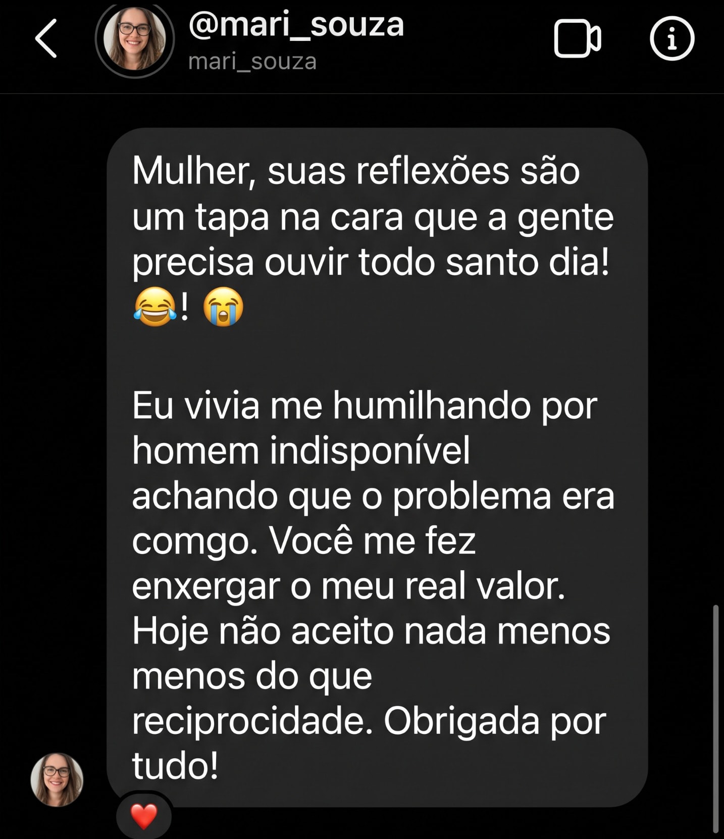 Mensagem de seguidora 2